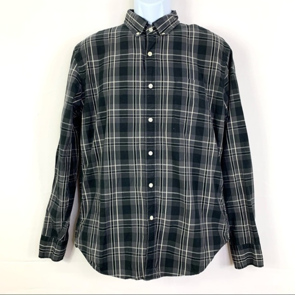 J.Crew Men’s Shirt black plaid buttons Down L